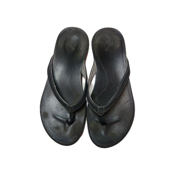 Olukai Ho‘opio Black Thong Sandals Women’s Size 9 – Casual Flip Flops - Picture 5 of 14